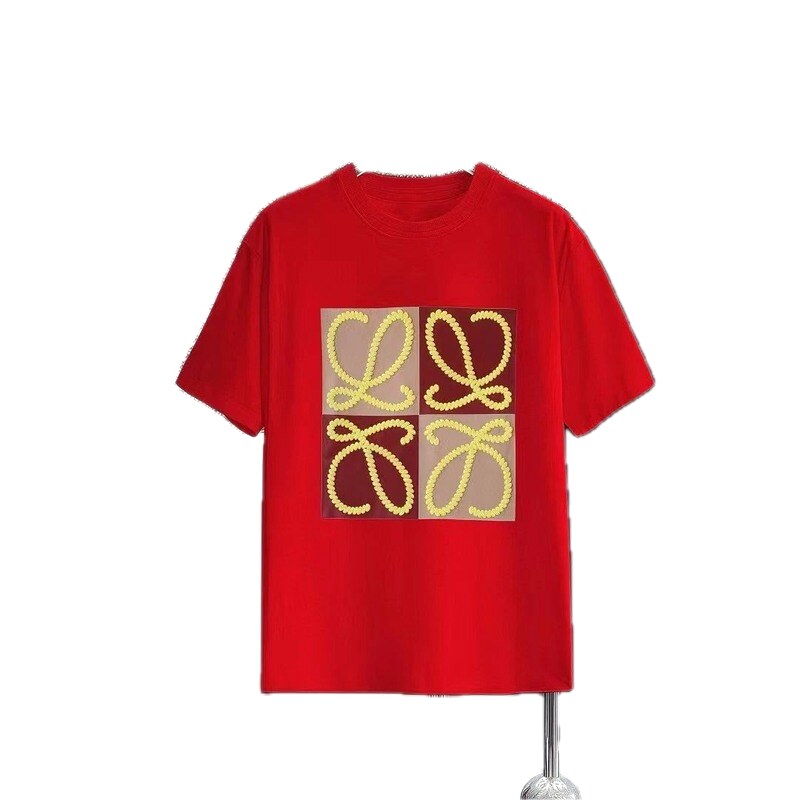 LOEWE Embroidered Streetwear-style Red Short-sleeve T-shirt