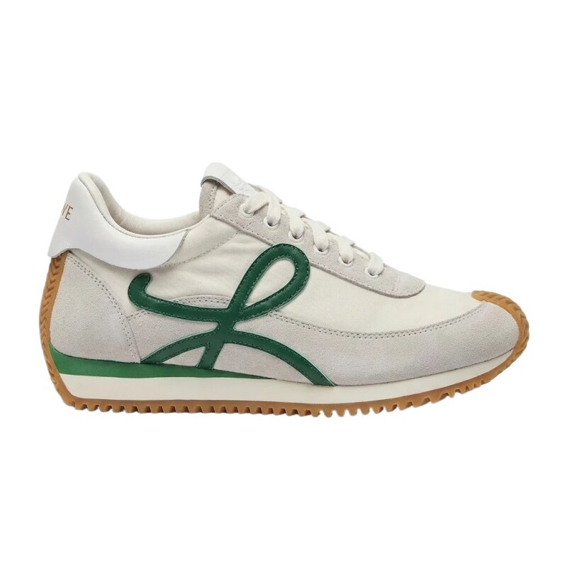 LOEWE retro-style white and green sports shoes