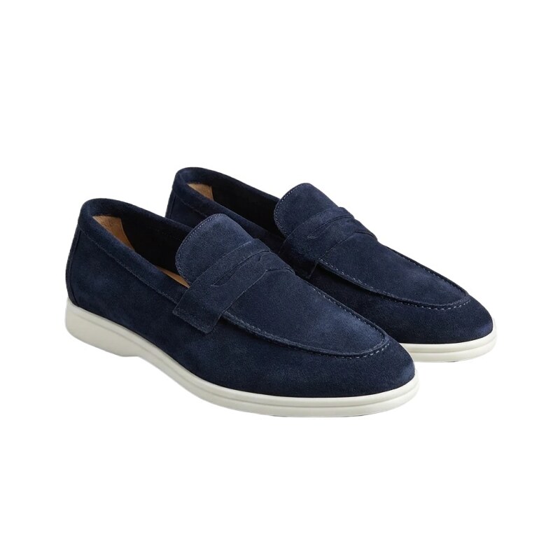 Loro Piana simple dark blue loafers