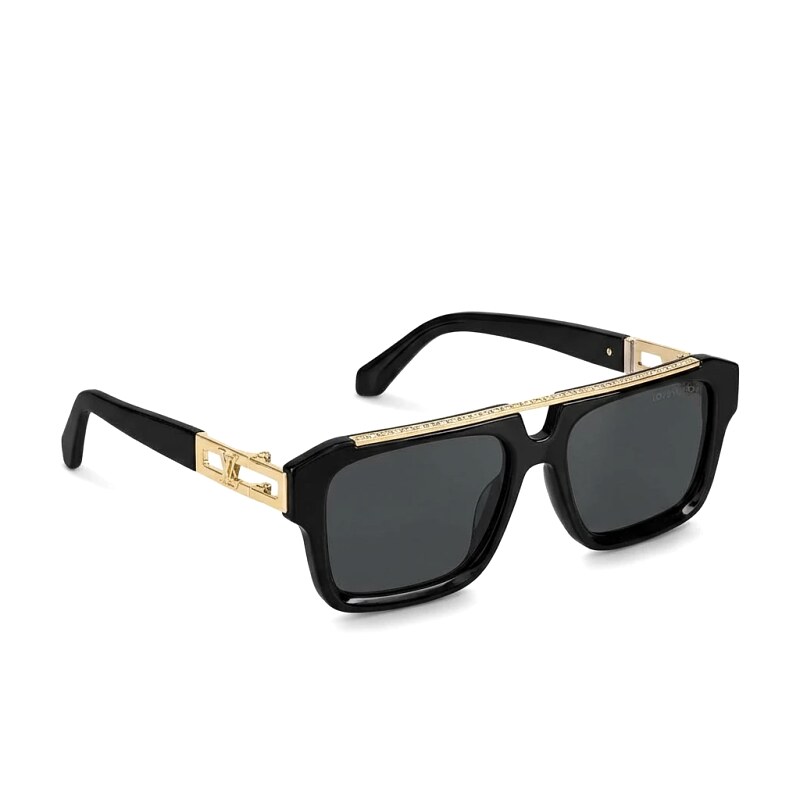 Louis Vuitton black sunglasses with metal and diamond inlay