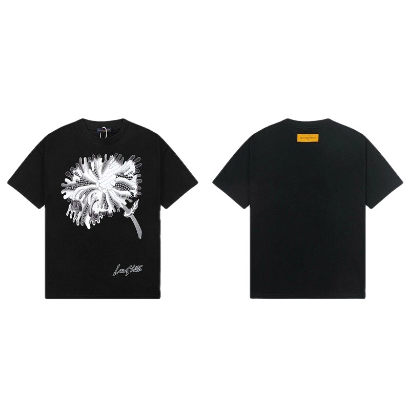 Louis Vuitton Dandelion Print Trendy Black T-Shirt