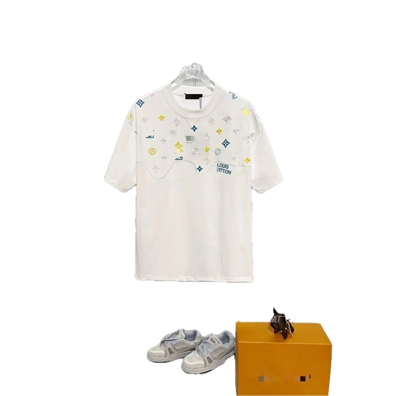 Louis Vuitton Embroidered Monogram White Streetwear T-Shirt
