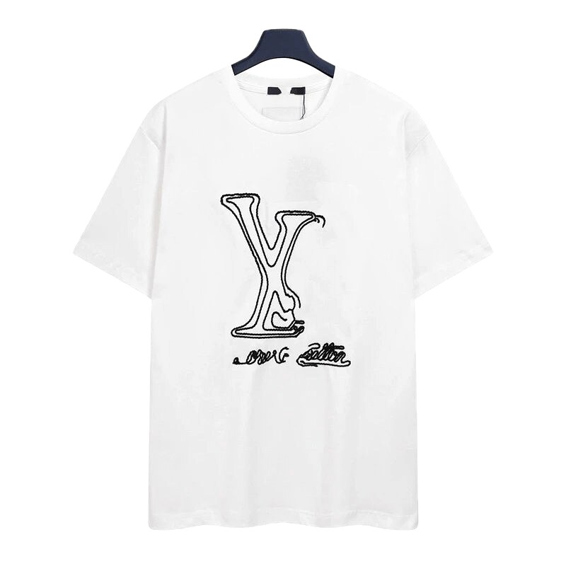 Louis Vuitton Embroidered Trendy Style White Short-sleeve T-shirt