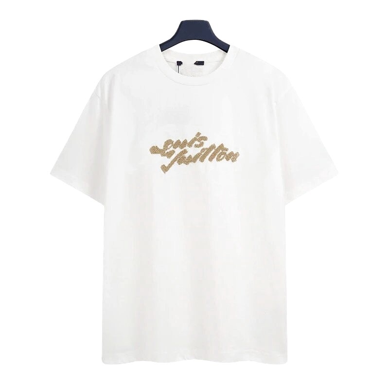 Louis Vuitton Flocked Casual Style White Short-Sleeve T-Shirt