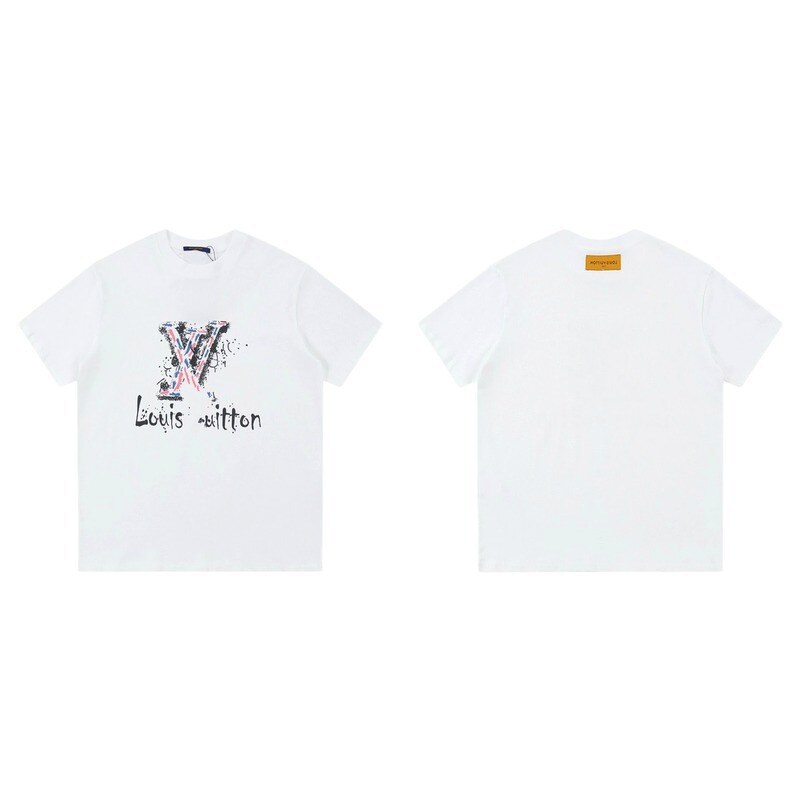 Louis Vuitton Graffiti Collection Street Style White T-shirt