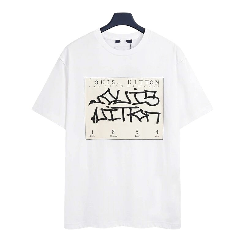 Louis Vuitton Graffiti Street Style White Short-sleeve T-shirt