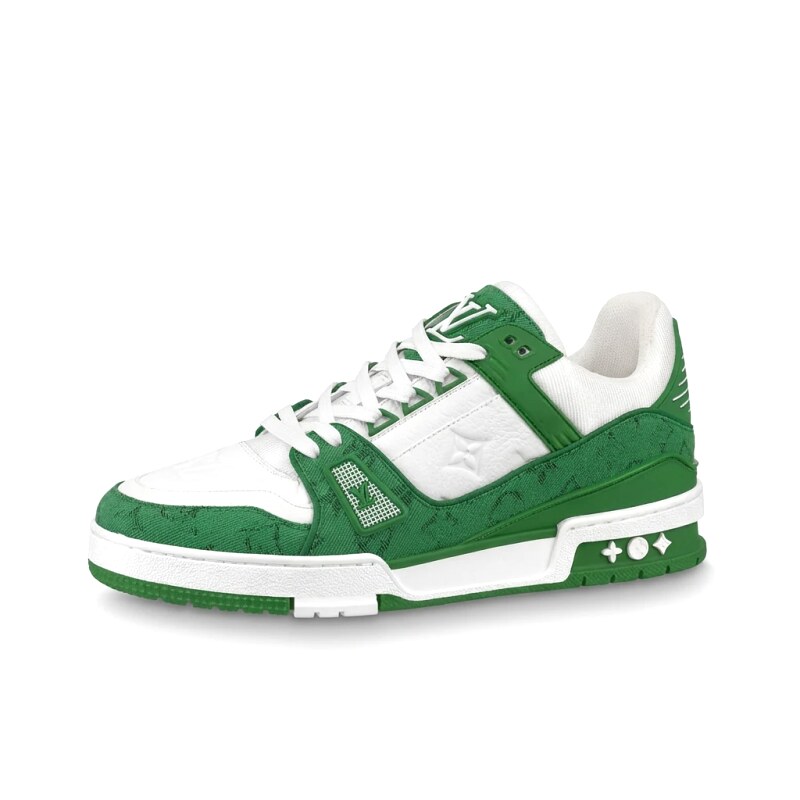Louis Vuitton green and white retro sports shoes