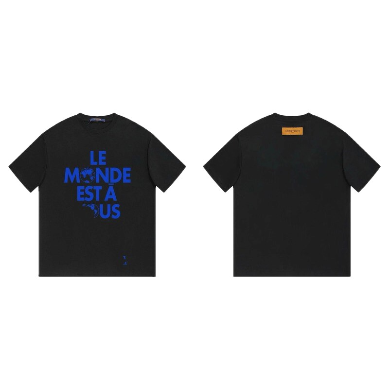 Louis Vuitton Letter Print Cool Trendy Style Black T-shirt