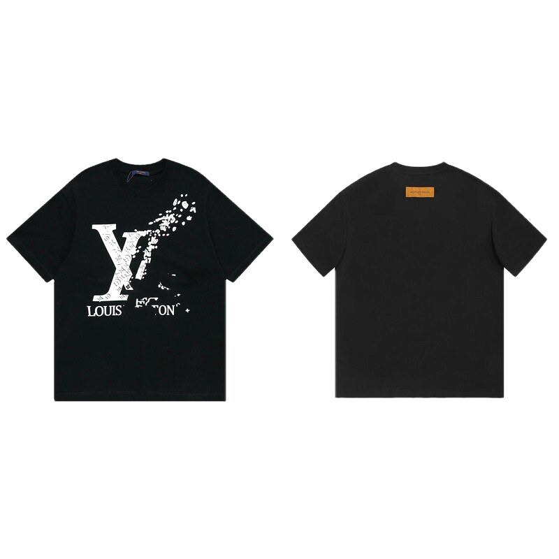 Louis Vuitton LV Printed Streetwear Style Black T-Shirt
