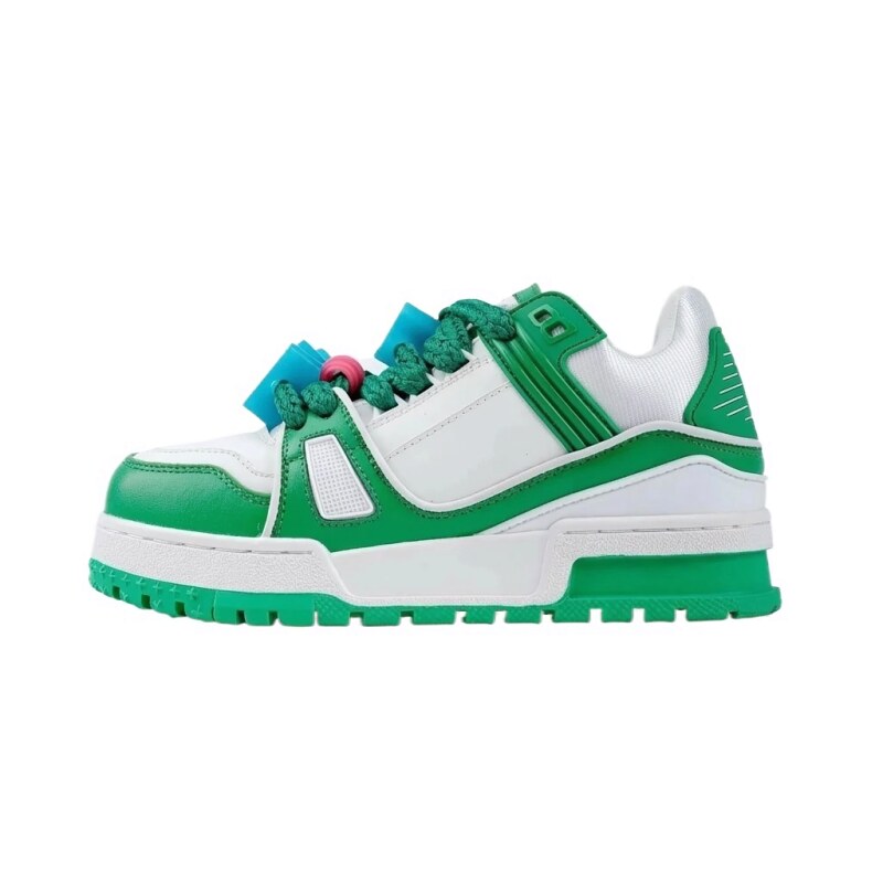 Louis Vuitton LV Trainer Green and White Sneakers