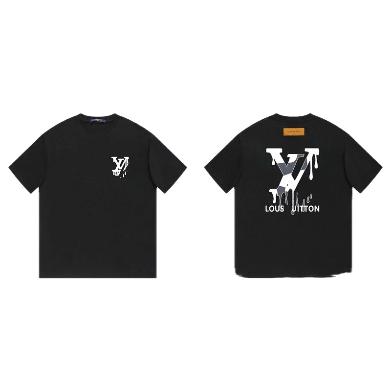 Louis Vuitton Melted Logo Street Style Black Short-sleeve T-shirt
