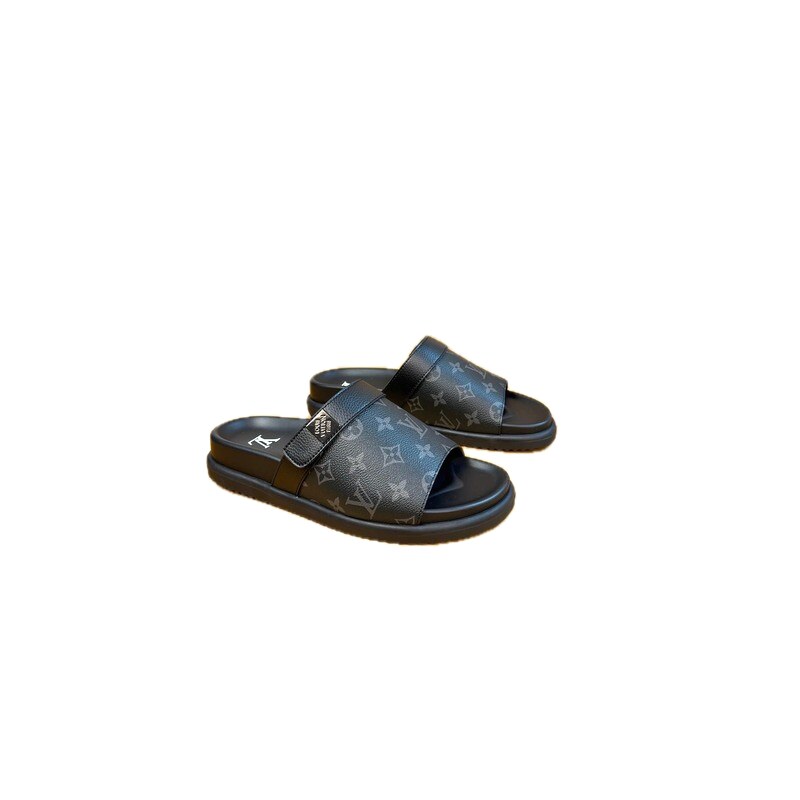 Louis Vuitton Monogram Casual Style Black Slide Sandals