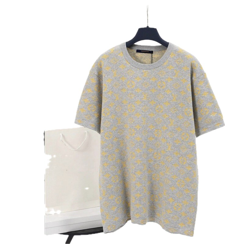 Louis Vuitton Monogram Collection Vintage Style Grey-yellow Short-sleeve T-shirt