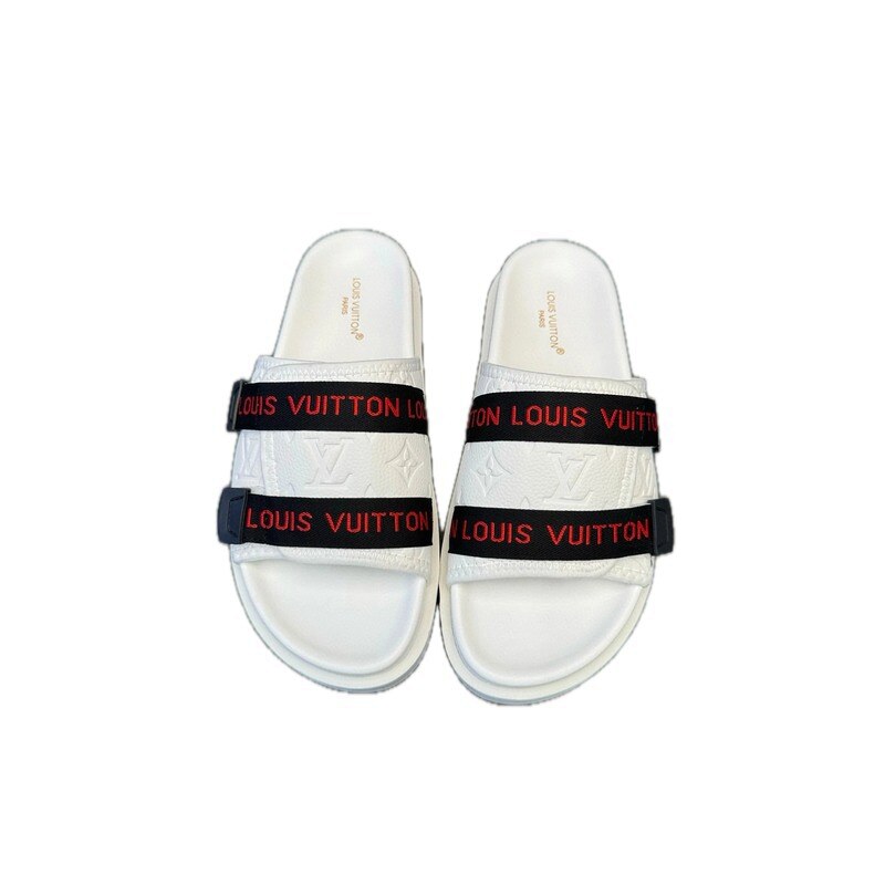 Louis Vuitton Monogram Light Luxury Street Style White Slippers