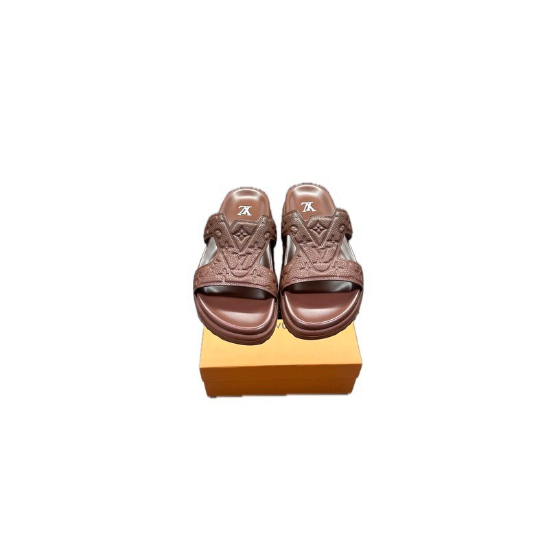 Louis Vuitton Monogram Light Luxury Style Brown Slippers