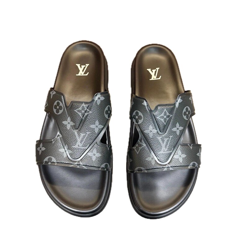 Louis Vuitton Monogram Trendy Style Black Slides