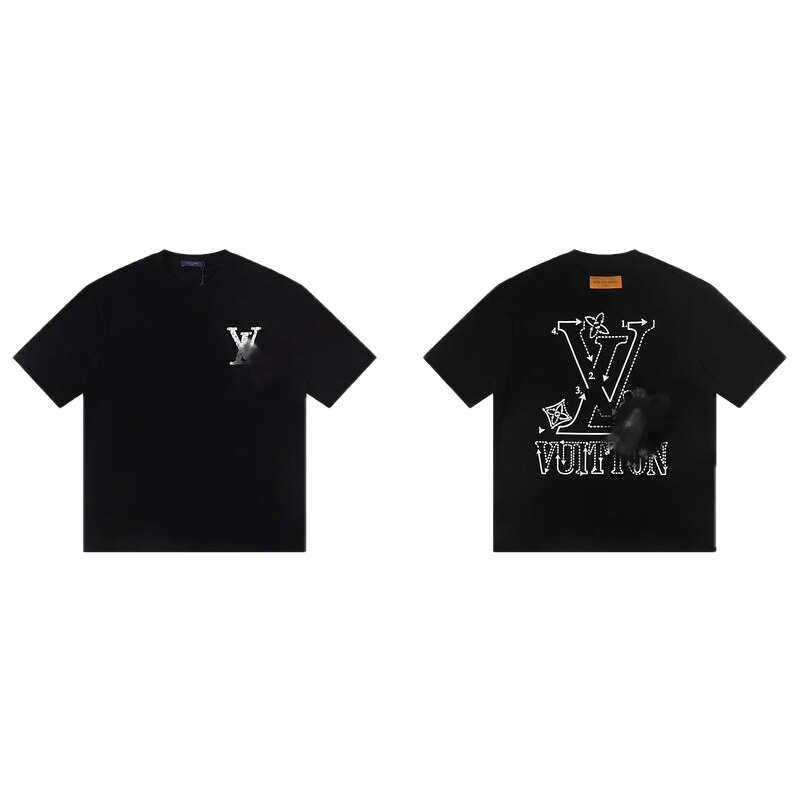 Louis Vuitton Printed Cool Style Black Short-sleeve T-shirt