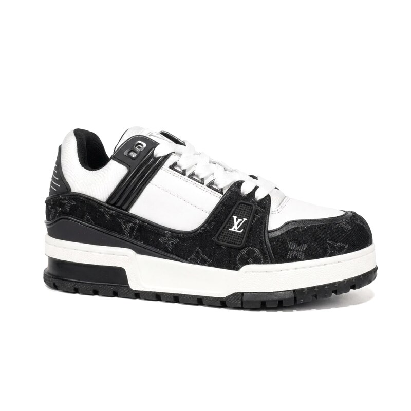 Louis Vuitton retro-style black and white sports shoes