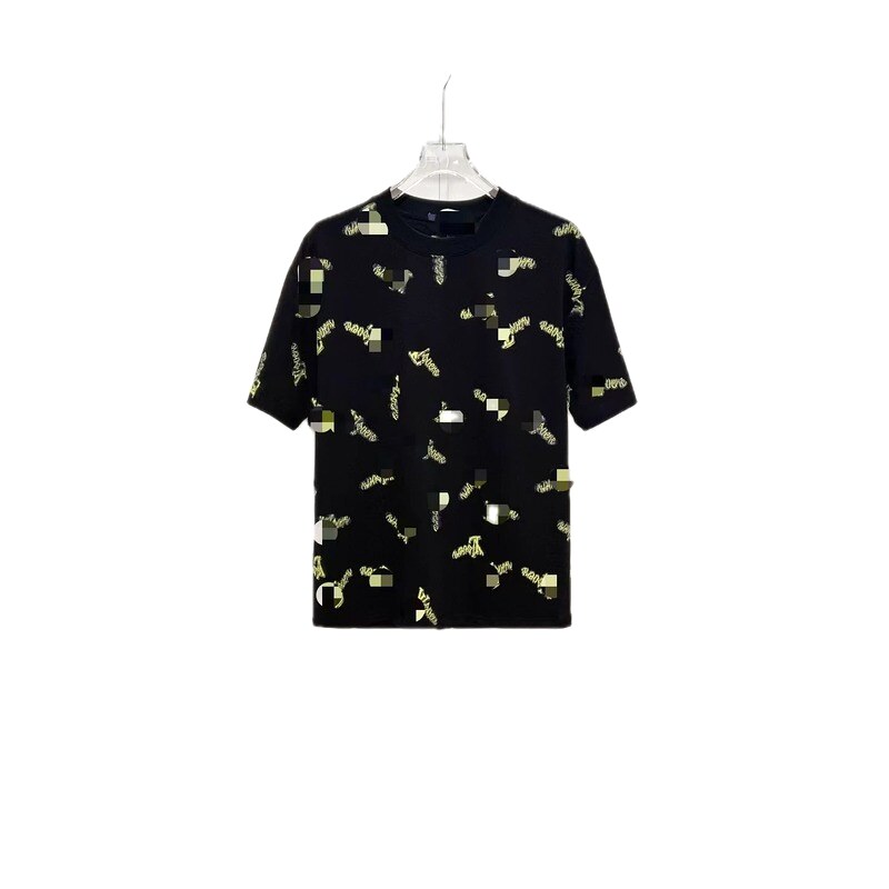 Louis Vuitton Trendy All-over Printed Black Short-sleeve T-shirt