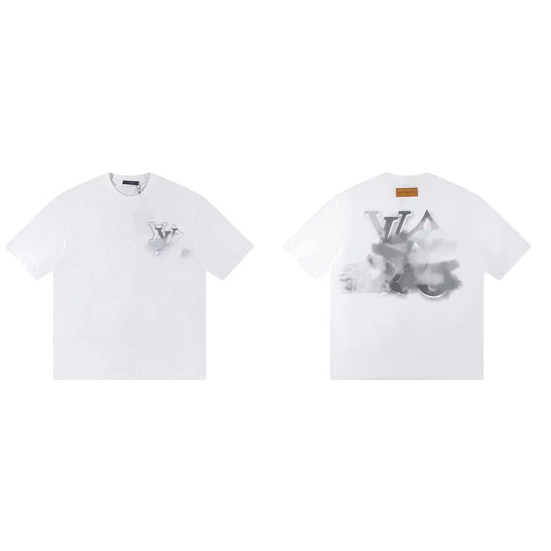 Louis Vuitton Trendy Ink-wash Blended White T-Shirt