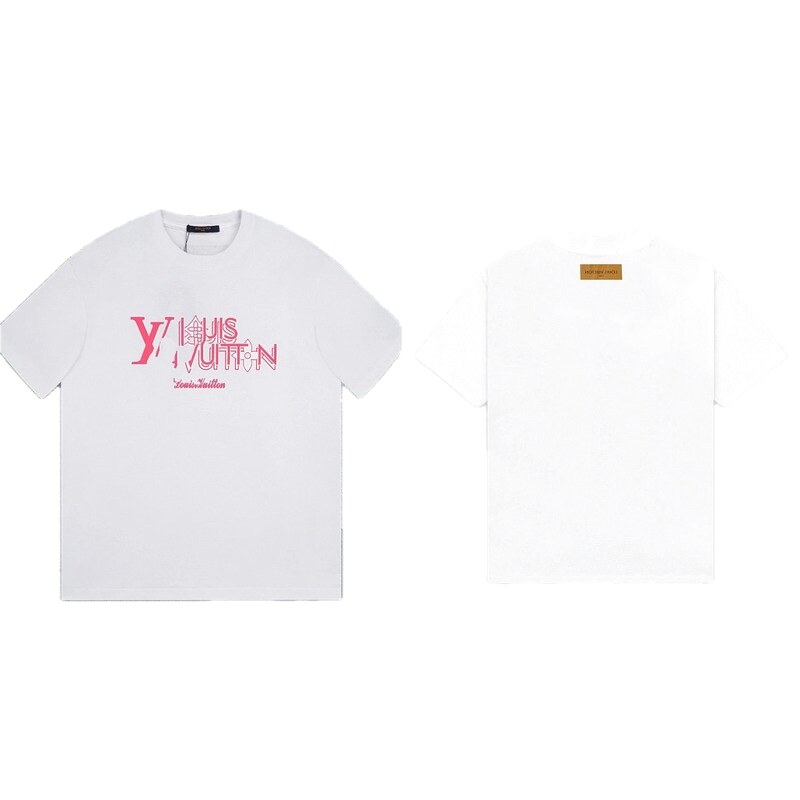 Louis Vuitton Trendy Misaligned Print White T-shirt