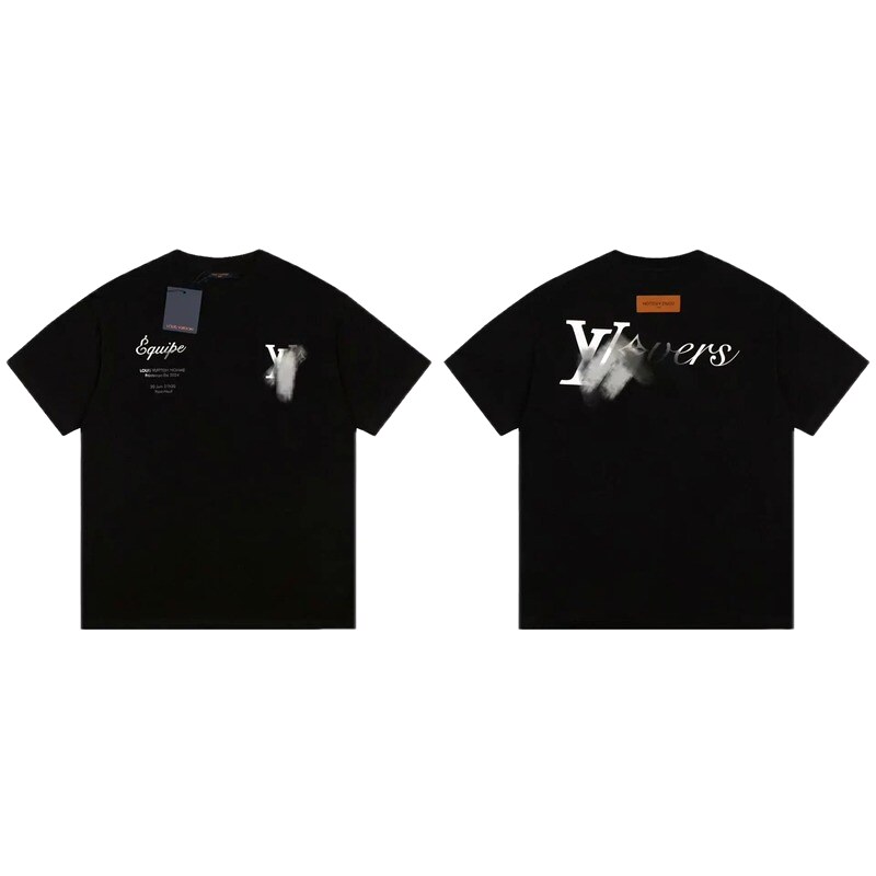 Louis Vuitton Trendy Printed Black Short-sleeve T-shirt