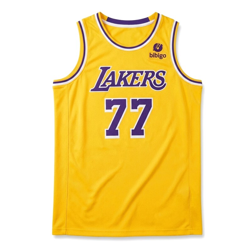 Luka Doncic's yellow jersey of the Los Angeles Lakers.