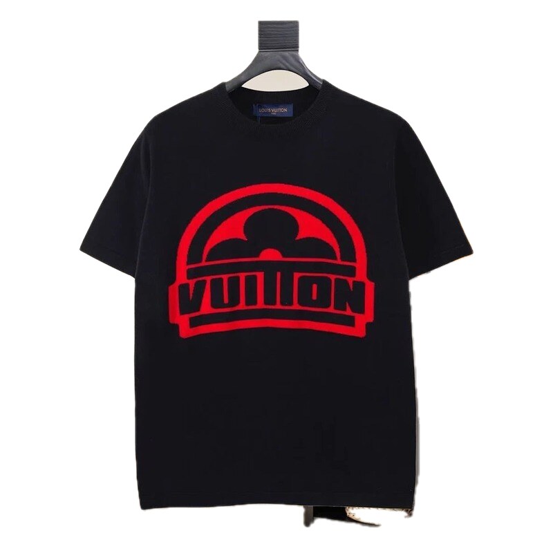 LV black and red printed trendy brand T-shirt