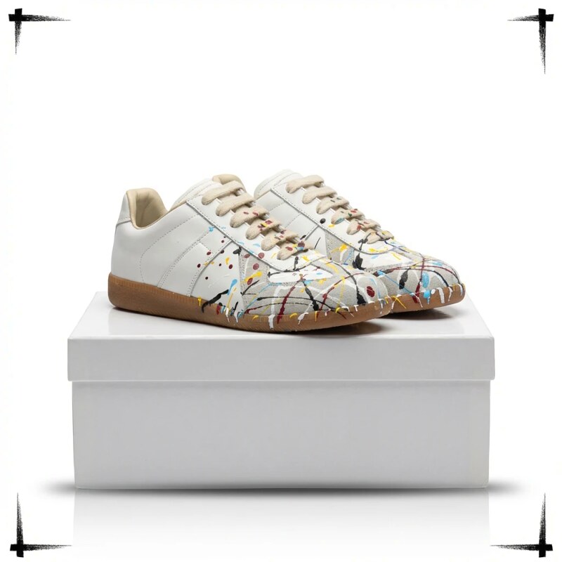 Maison Margiela German training graffiti-style white shoes