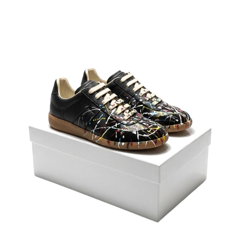 Maison Margiela ink-splashed style black shoes
