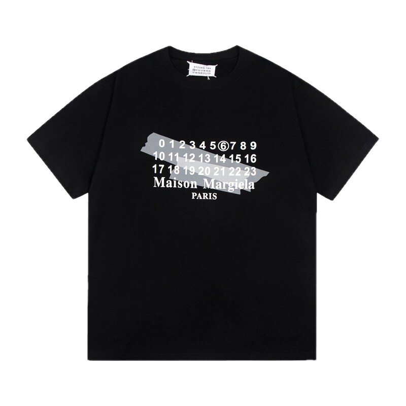 Maison Margiela Number Series Trendy Cool Black Short Sleeve T-Shirt