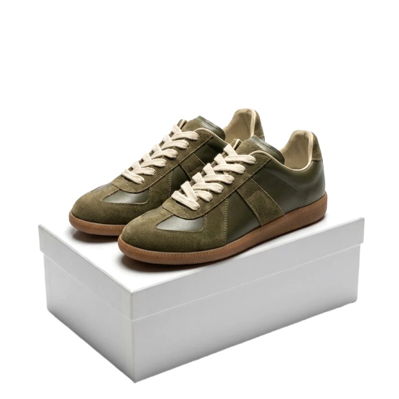Maison Margiela retro-style olive green sneakers