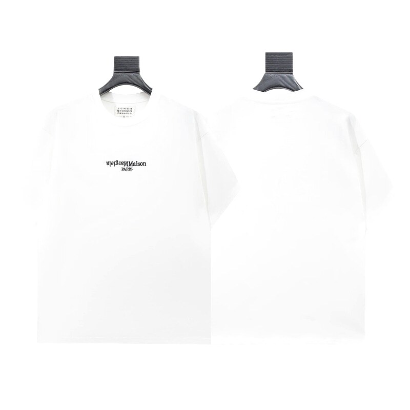 Maison Margiela Reverse Embroidered Minimalist Style White T-Shirt
