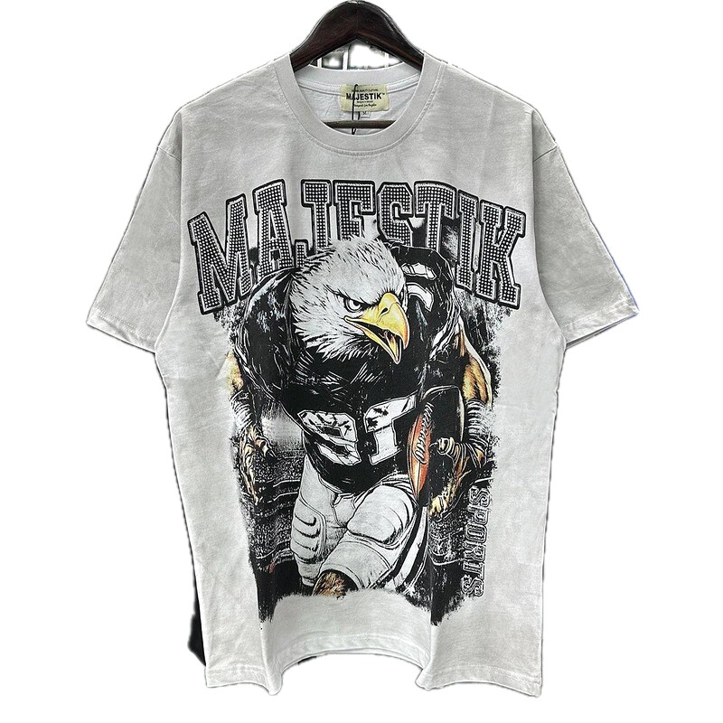 MAJESTIK Rugby Street Style Distressed White T-Shirt