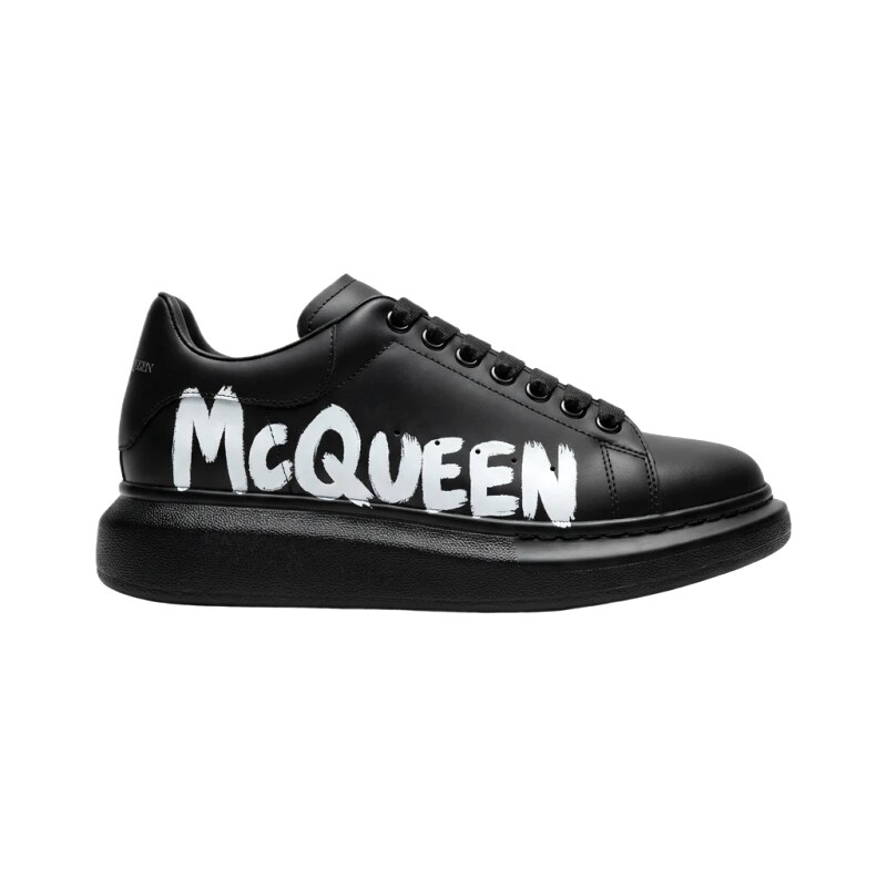McQueen graffiti-style black canvas shoes
