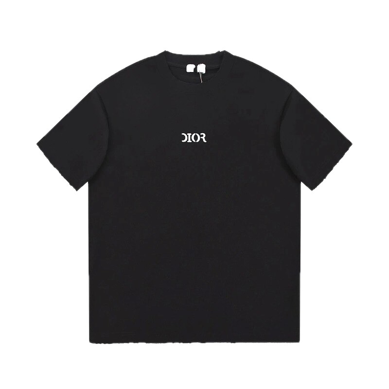 Minimalist Black Short-sleeve T-shirt with Dior Lettering