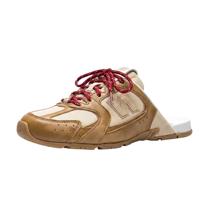 Miu Miu retro-style brown and white slippers