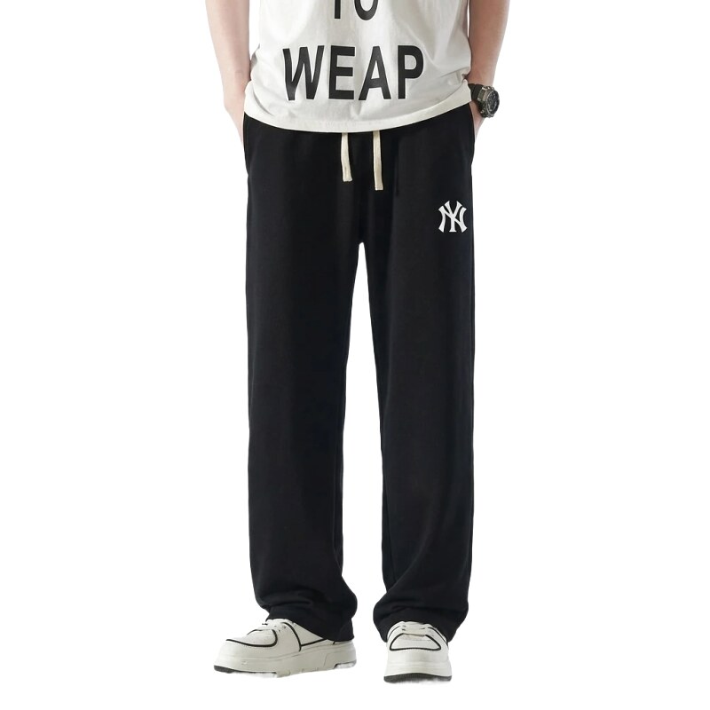 MLB fleece-lined and thickened casual black pants