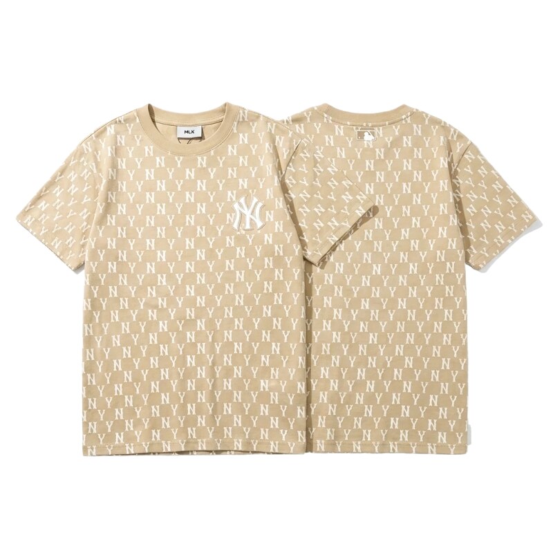 MLB Full Print Fashion Khaki Short-sleeve Shirt