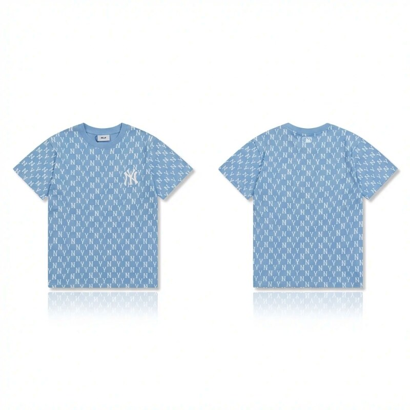 MLB full - print style light blue T - shirt
