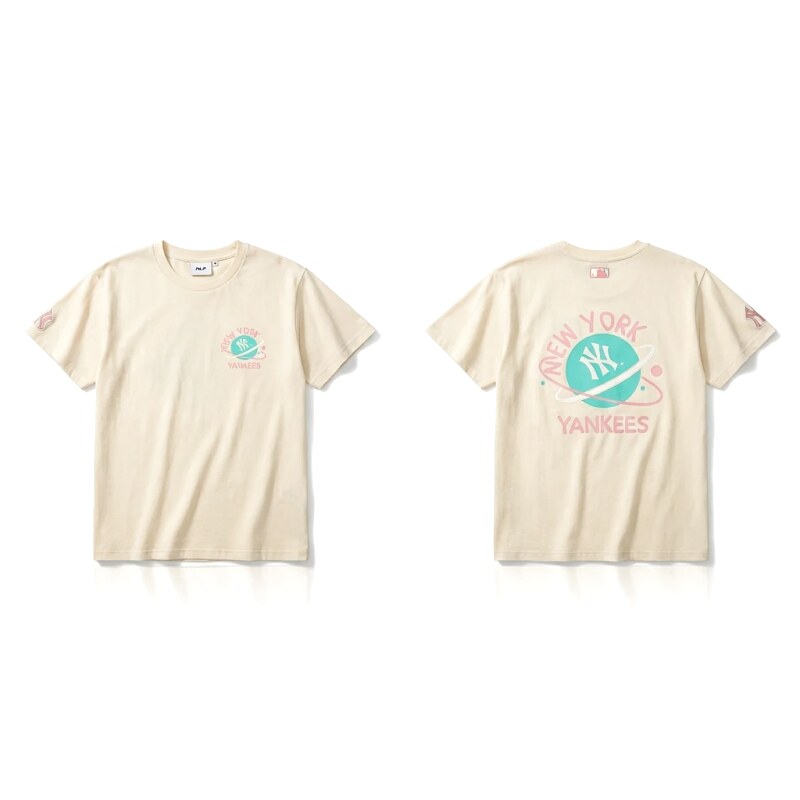 MLB New York Yankees trendy brand beige T-shirt