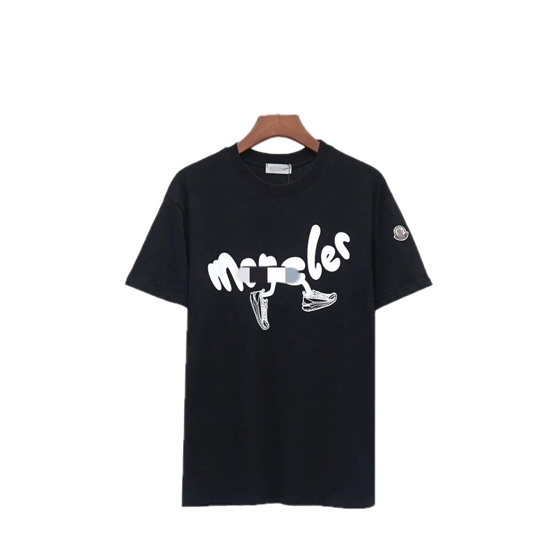 Moncler Casual Printed Black Short Sleeve T-Shirt