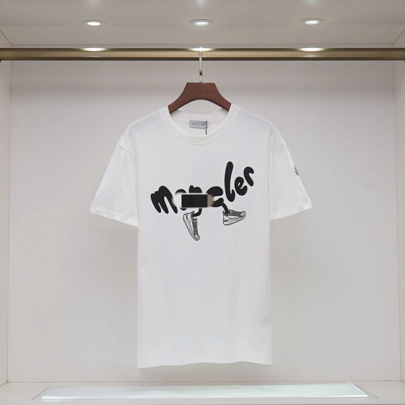 Moncler Graffiti Collection Casual Style White T-Shirt