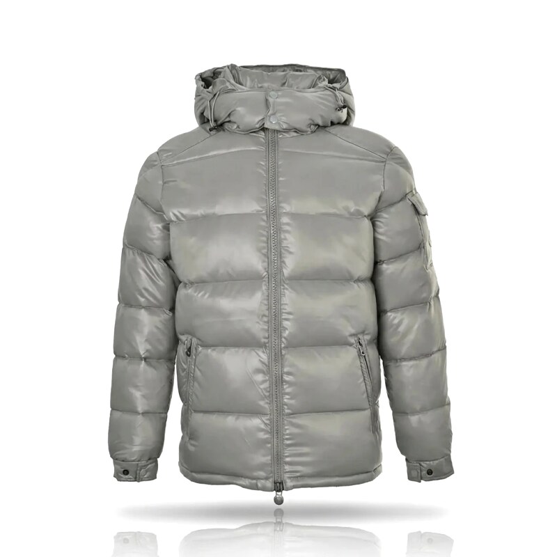 Moncler hooded fashionable grey down jacket