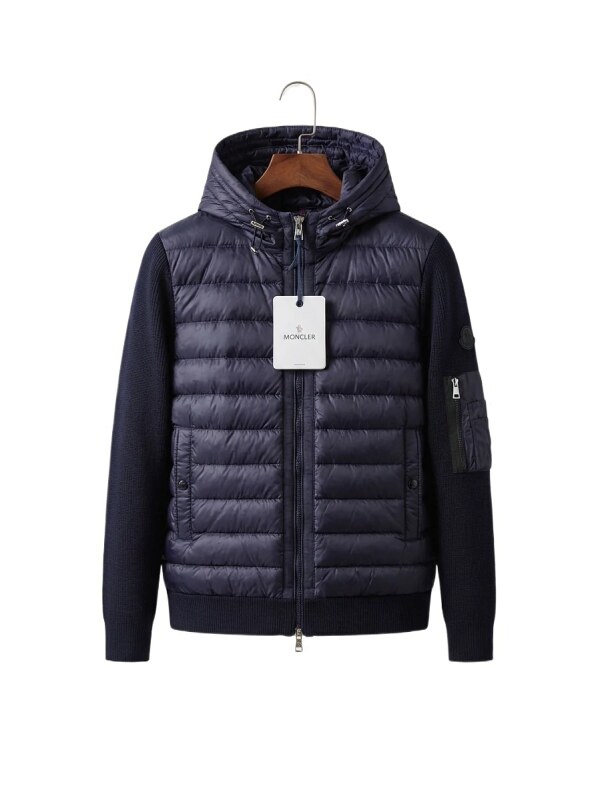 Moncler hooded fashionable purple down jacket