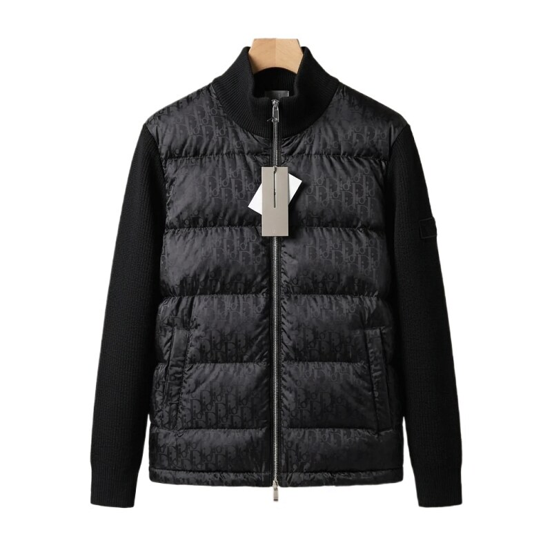 Moncler letter - printed black down jacket