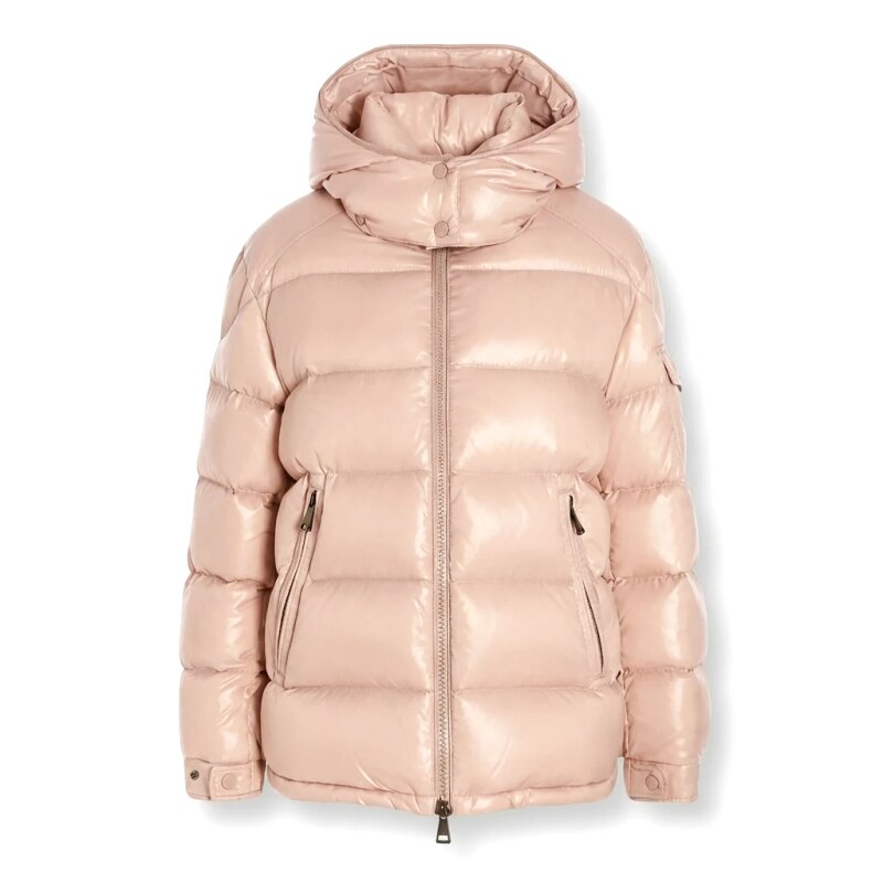 Moncler shiny casual pink down jacket