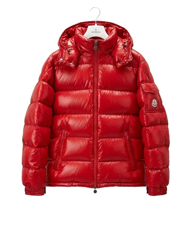 Moncler shiny red down jacket