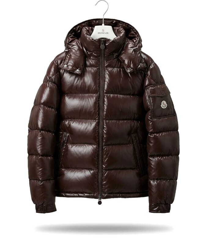 Moncler shiny short brown down jacket