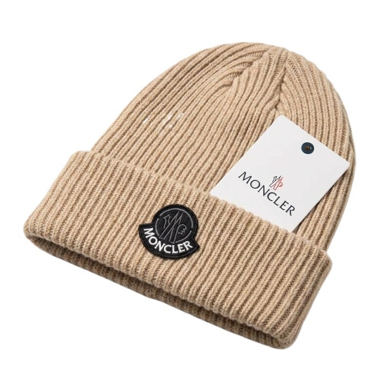 Moncler simple style khaki knitted hat